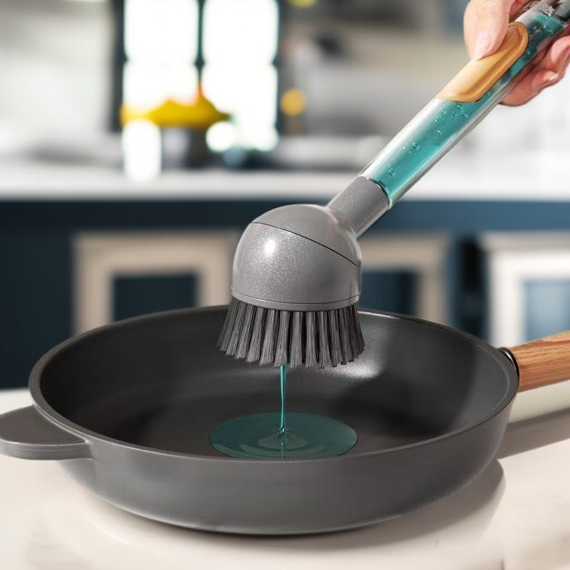 주방 전용 청소 브러쉬 다용도 긴 손잡이 브러쉬 피부 손상 없는 펌핑 액체 청소 브러쉬 주방 청소 브러쉬 세트