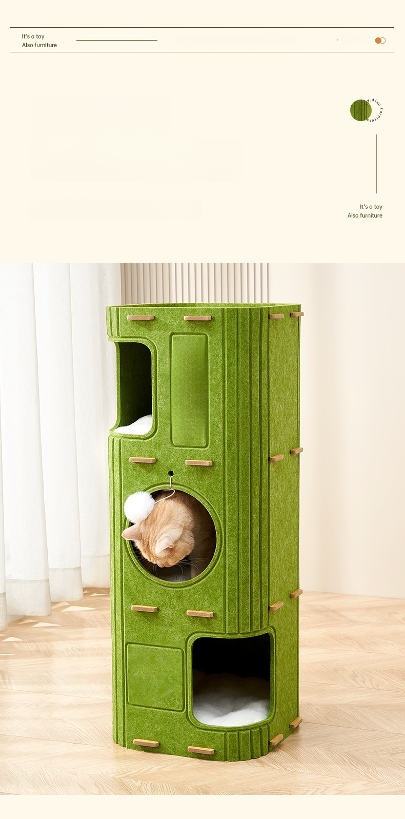 Slijtvast kattenmeubel met comfortabel kattenhuis