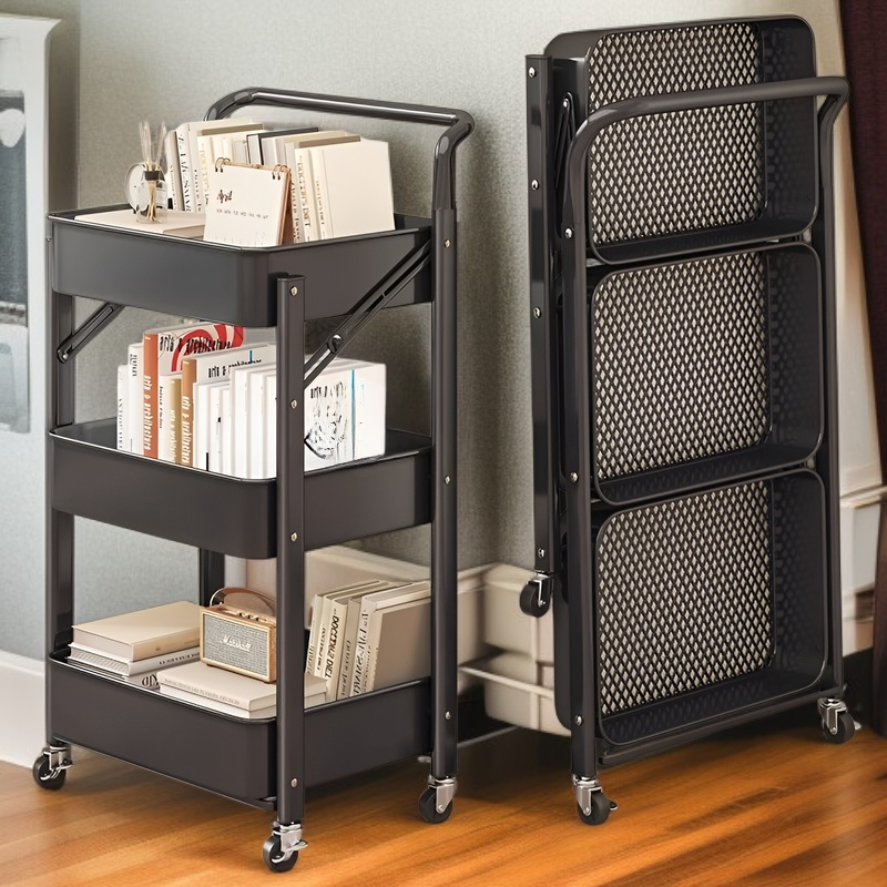 組み立て不要の折りたたみ多機能キッチンラック全体画像