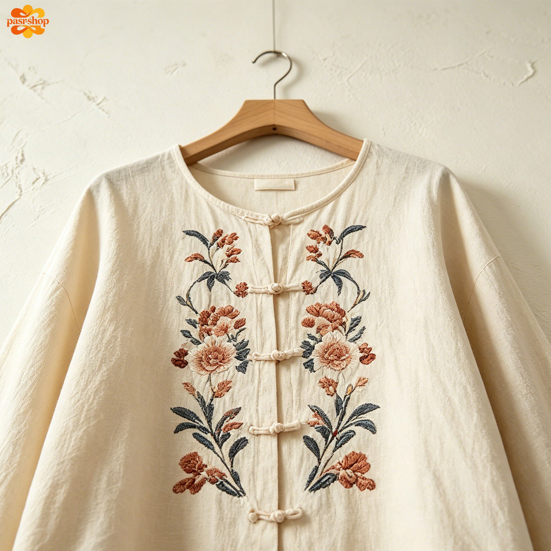 米白刺繡短上衣