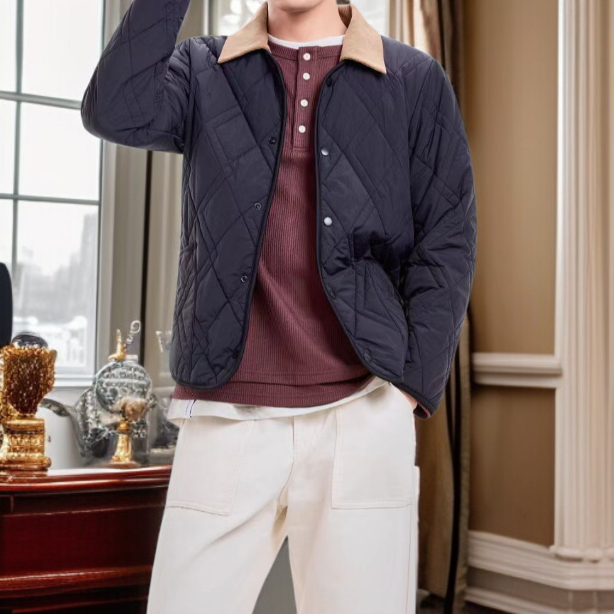 Women's autumn and winter cotton jacket with a collar