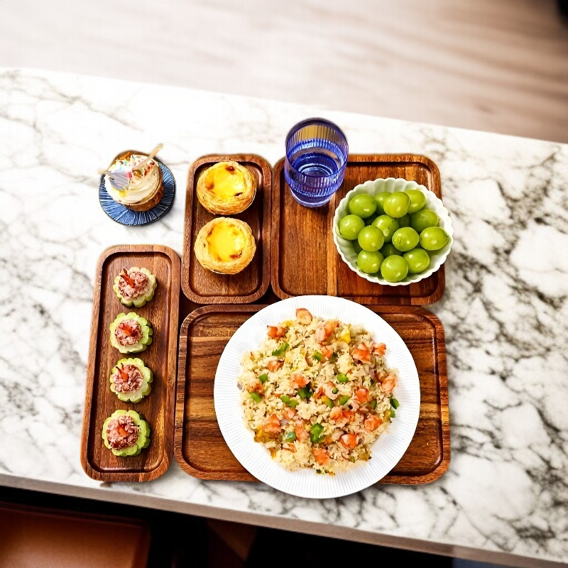 직사각형 나무 가정용 과자 트레이