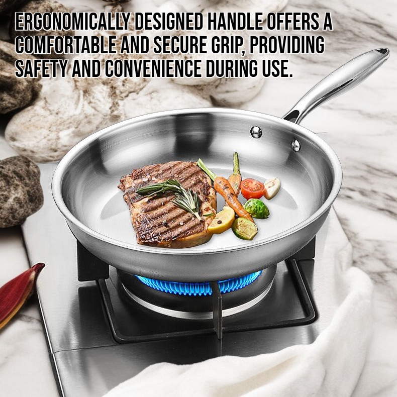 Thickened Stainless Steel Frying Pan on modern kitchen counter