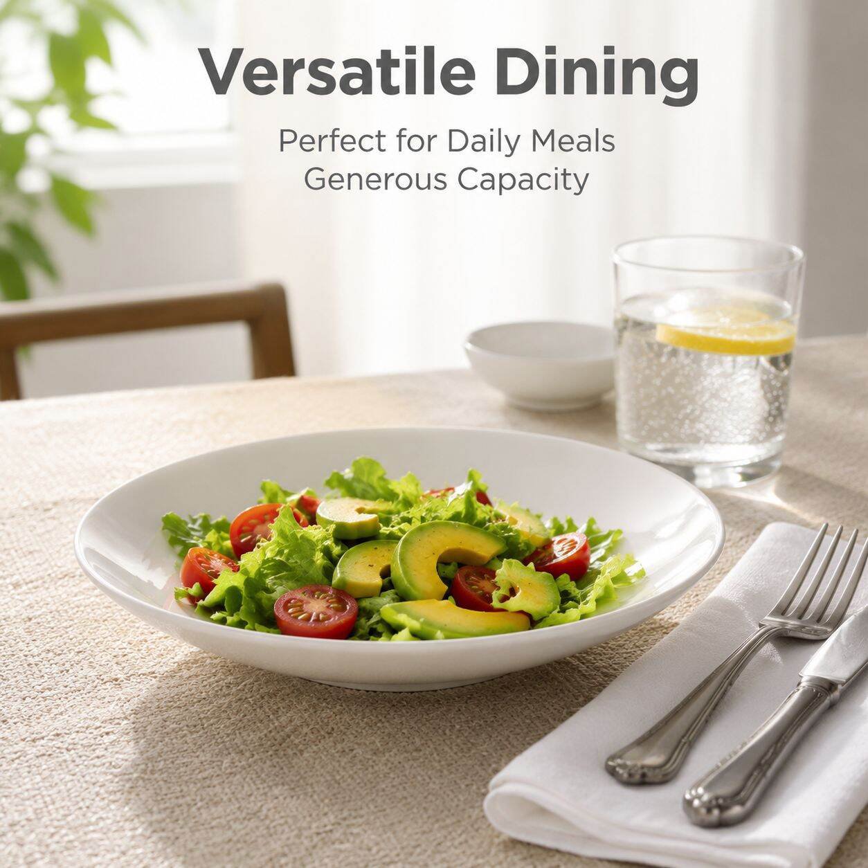 Pure White Porcelain Round Dinner Plate for Home