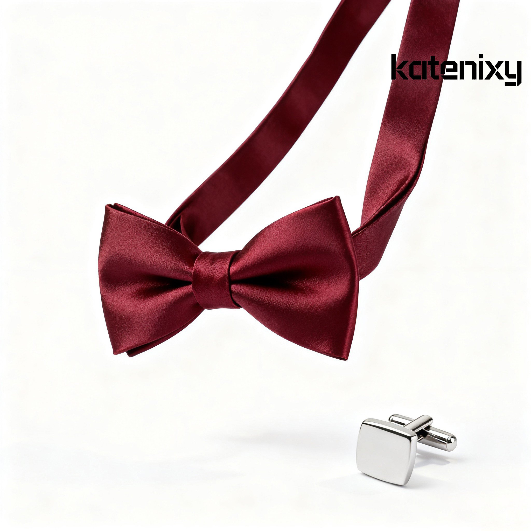 우아한 디자인의 빨간색 나비넥타이 디테일