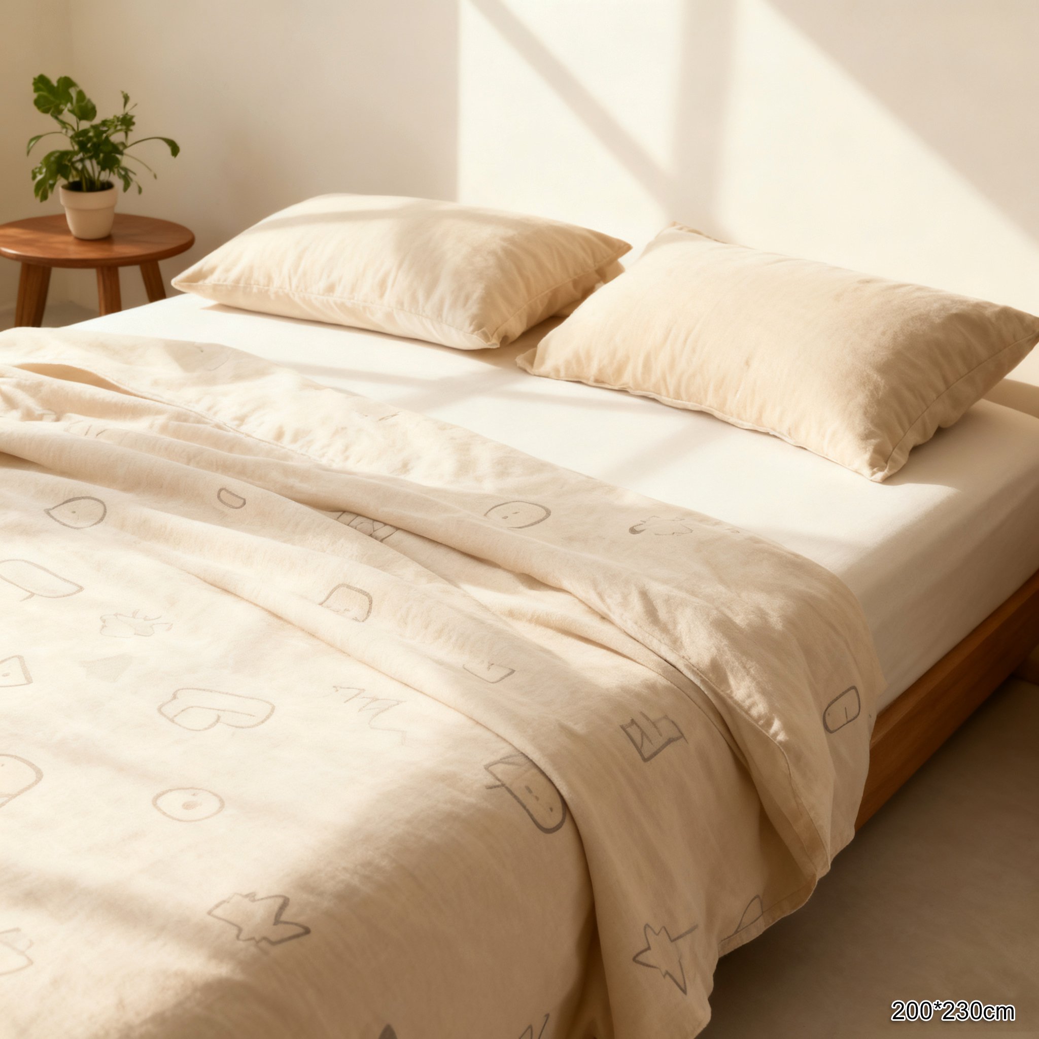 고급스러운 순면 침구의 부드러운 촉감