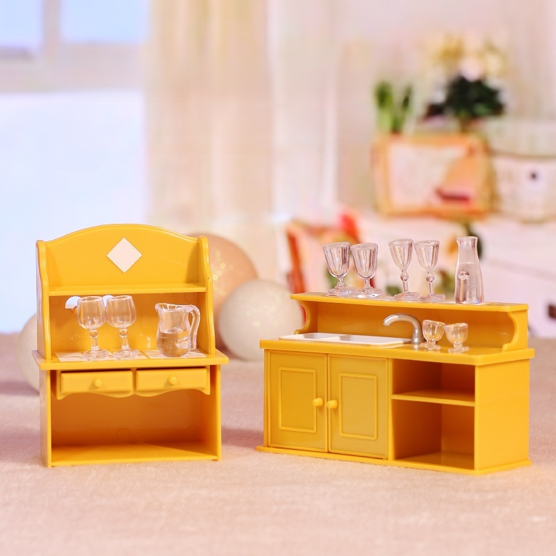 Mini Kitchen and Living Room Dollhouse Decoration Model