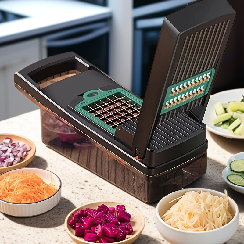 多機能フルーツスライサー、複数のブレードとポテトマッシャー機能付き