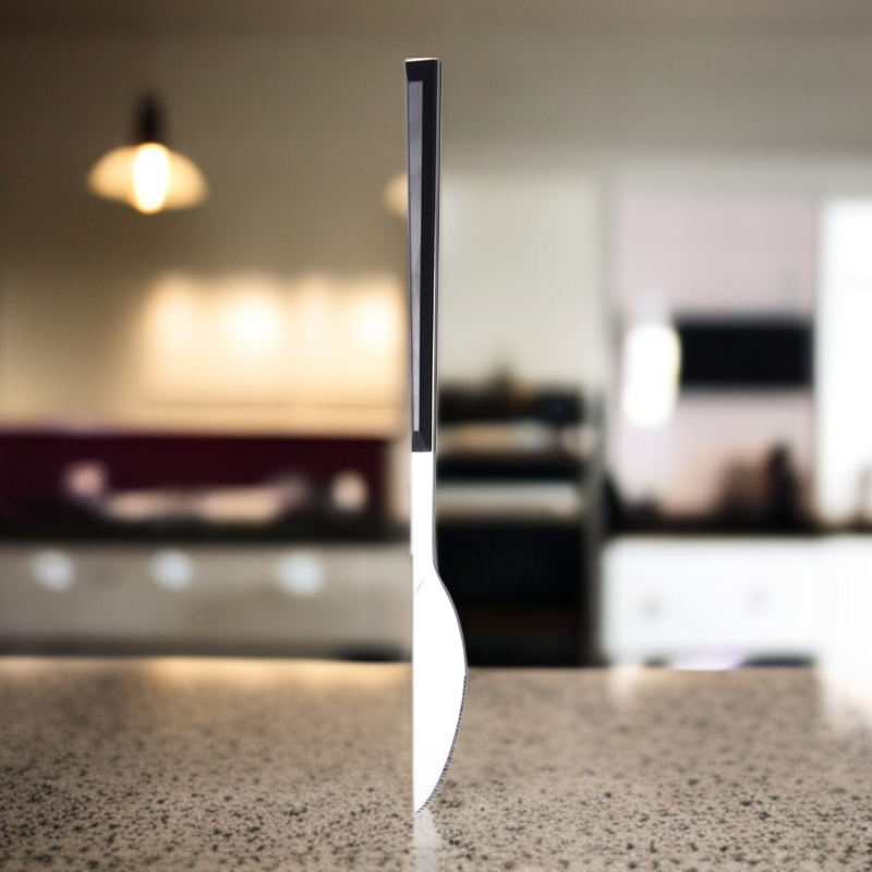 스테이크 칼·포크·식기 나무무늬 손잡이 세트