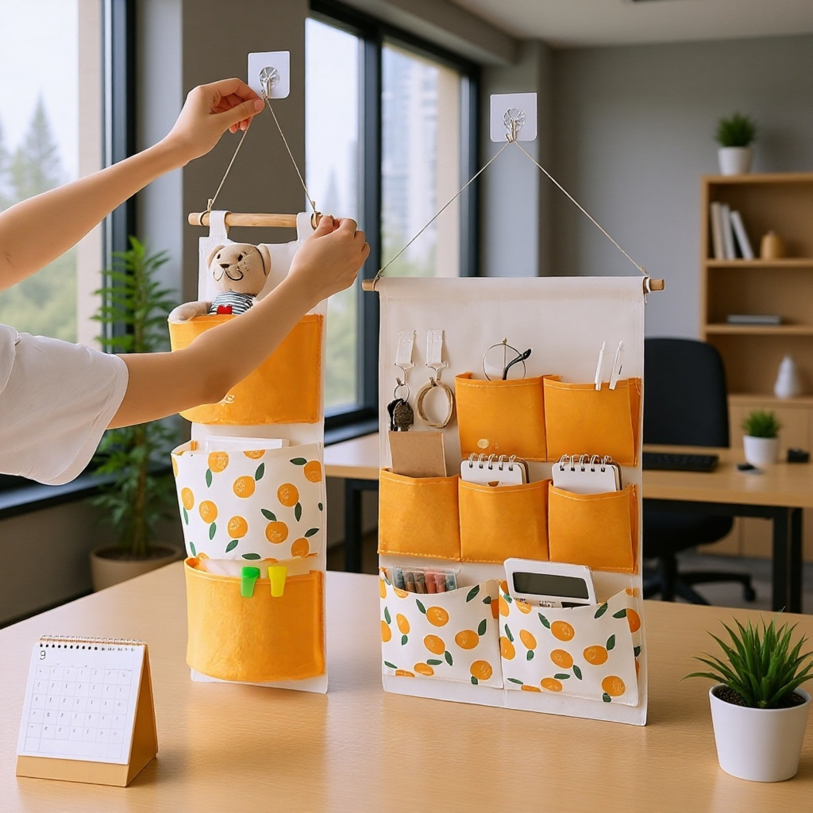 布製壁掛け収納バッグ ベッドサイドの壁 ドア掛け 携帯電話収納ポケット 寮の壁掛けアーティファクト