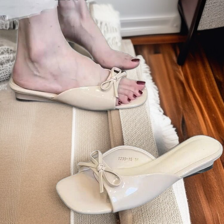 French Bow Flat Sandals, Perfect Match with Dresses