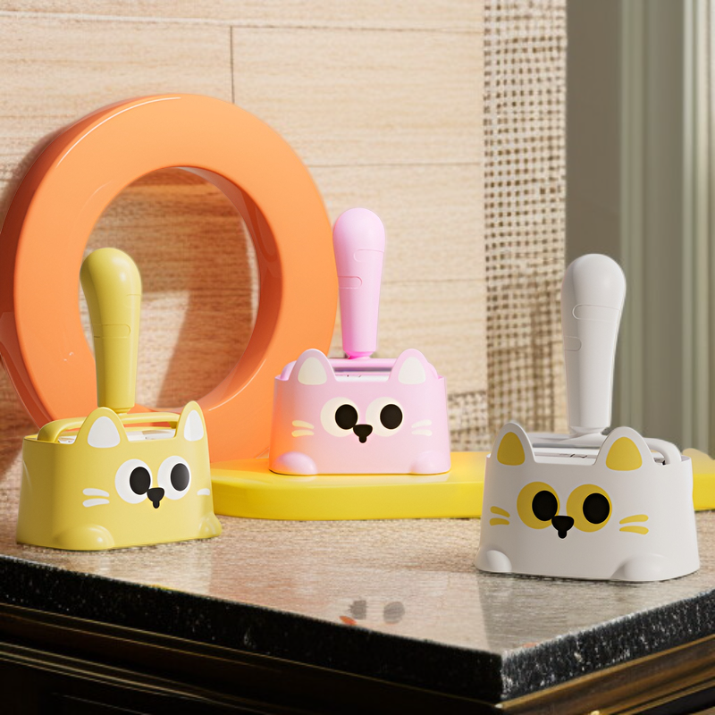 New Cartoon Cat Hair Removal Set with Replaceable Tearable Roller and Clothing Tool