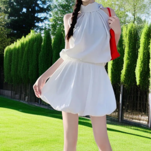 春夏秋韓国系ファッションふんわりバルーンミニスカート安全インナーパンツ付きウエストゴムポケット付き