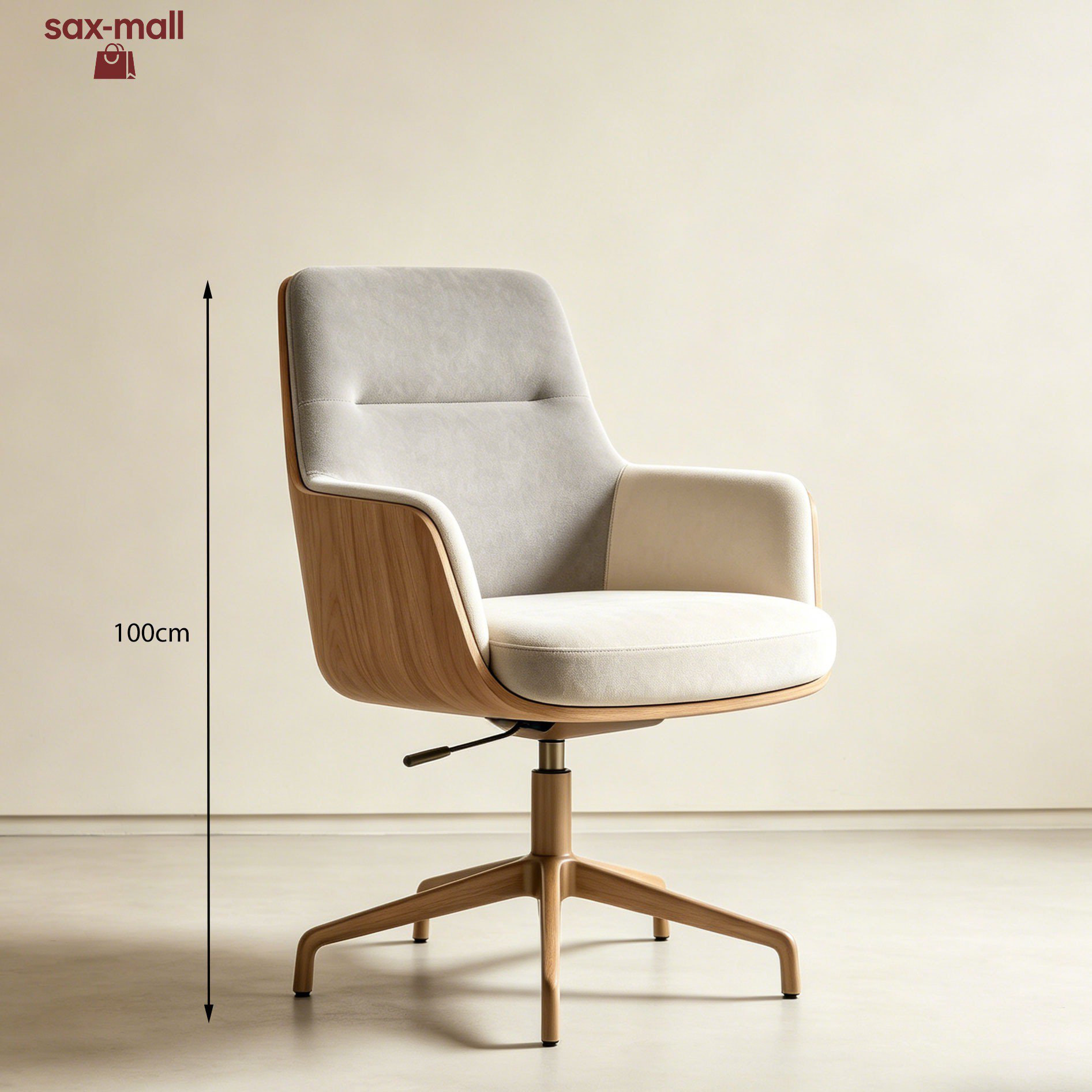 Swivel mechanism detail of wooden office chair