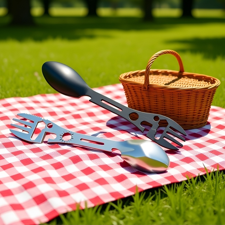Überlebensgabel und -löffel 10-in-1 Multifunktions-Flaschenöffner für Outdoor-Camping