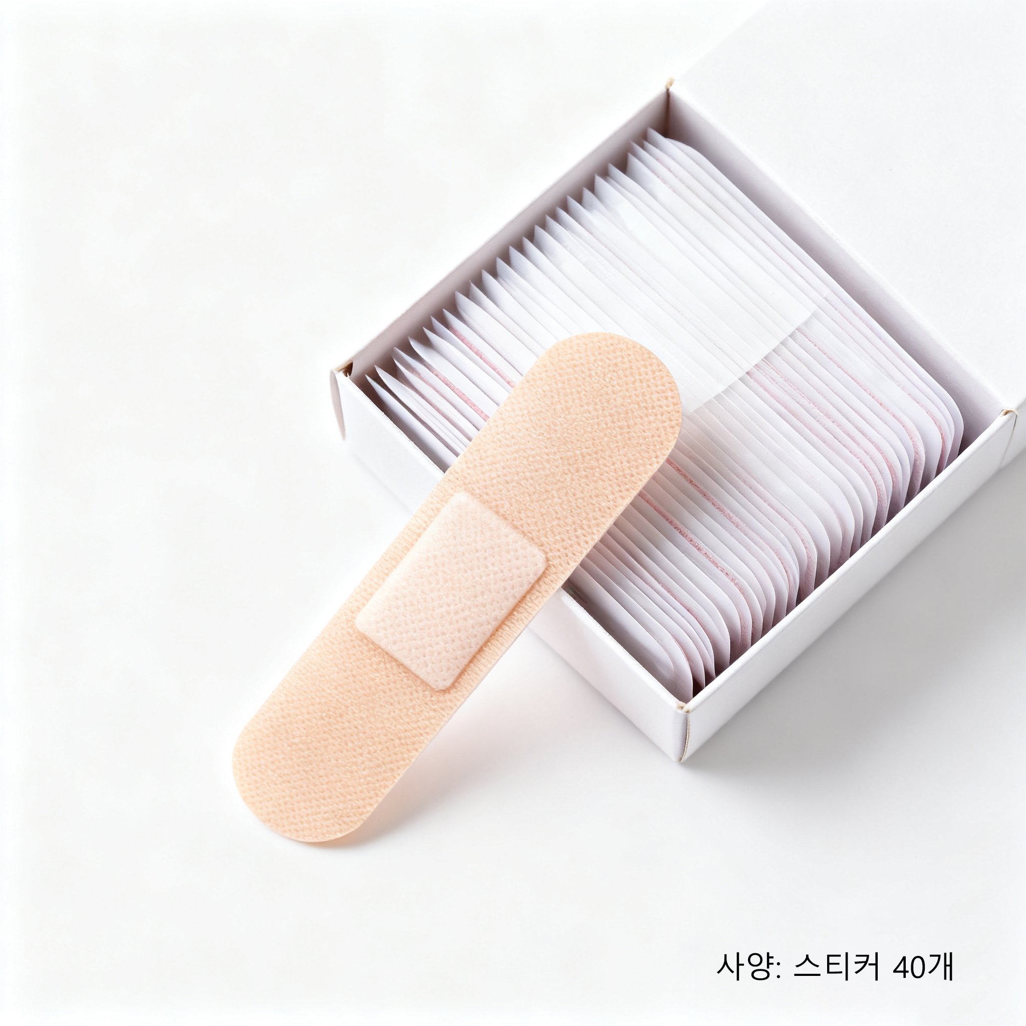 피부에 붙인 의료용 반창고 사용 예시