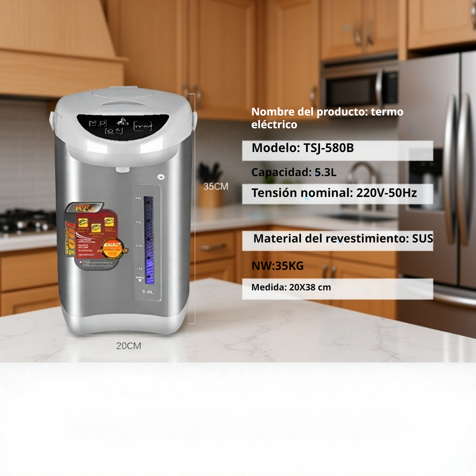 Hervidor eléctrico de acero inoxidable para el hogar con mantenimiento automático de temperatura