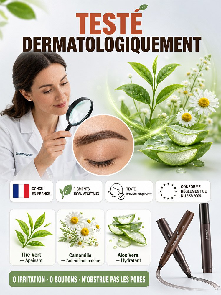 Crayon à sourcils imperméable à plusieurs pointes, tenue longue durée, sans bavure, sourcils définis
