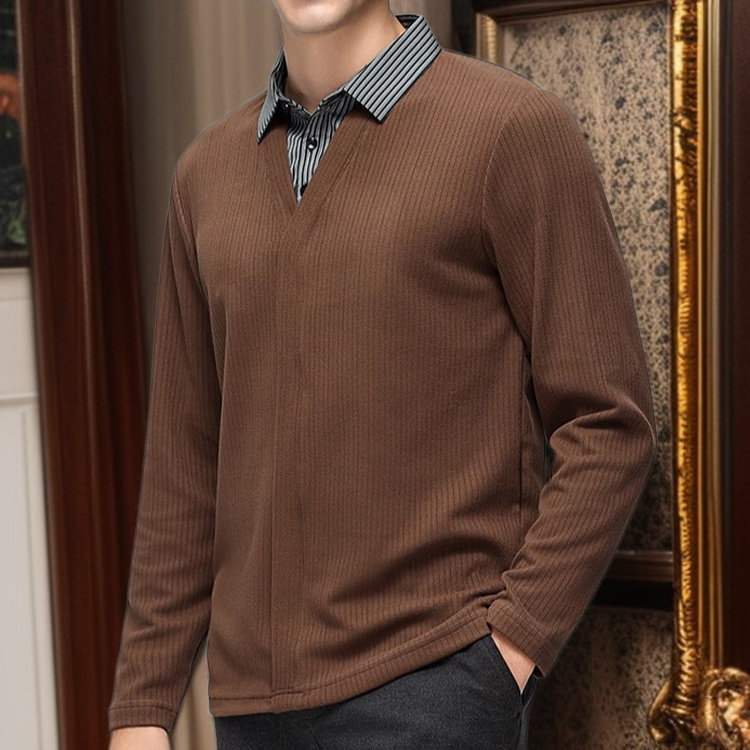 남자 루즈핏 맨투맨 데일리 통근 니트 긴팔 휴가 투피스 스트라이프 맨투맨 루즈핏 긴팔 니트 탑