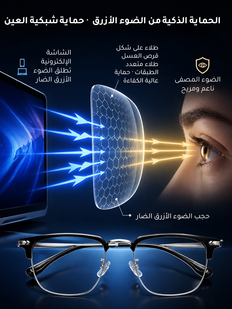 نظارة ذكية مضادة للضوء الأزرق بتركيز تلقائي مدعومة بالذكاء الاصطناعي
