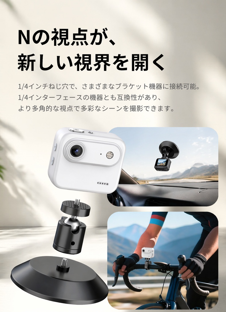 高画質小型カメラの側面ビュー