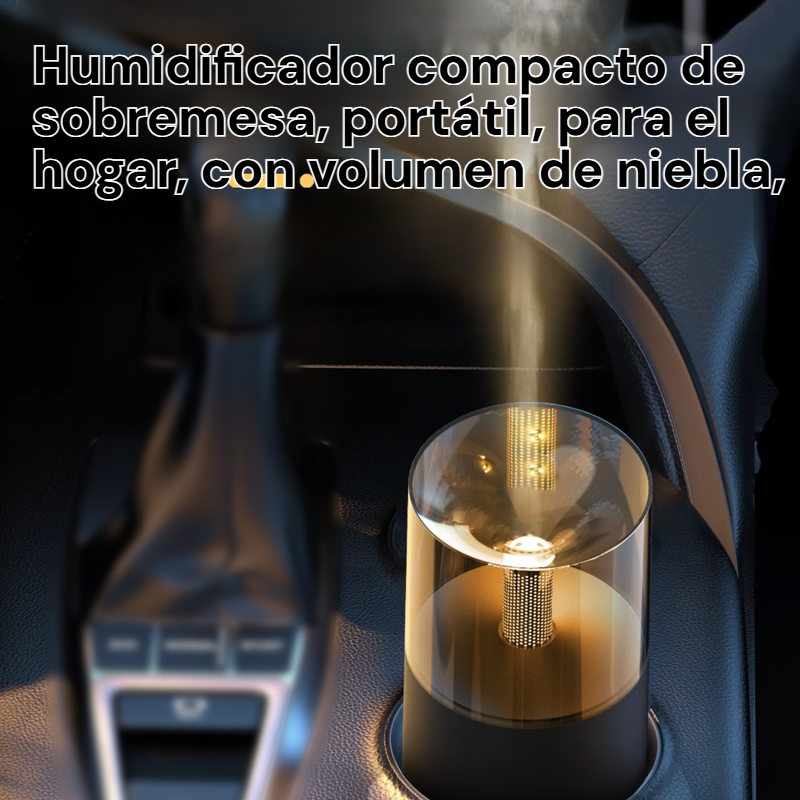 Humidificador portátil de mesa para hogar y coche, con luz ambiental y ajuste de niebla