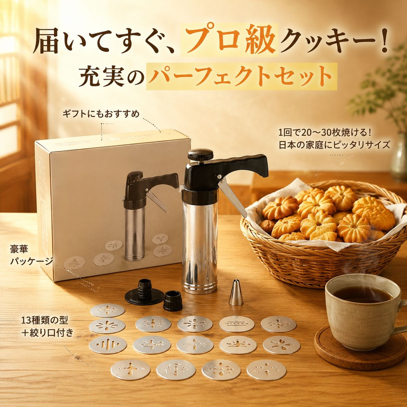 多機能クッキーガンビスケット作りデコレーションツールセット