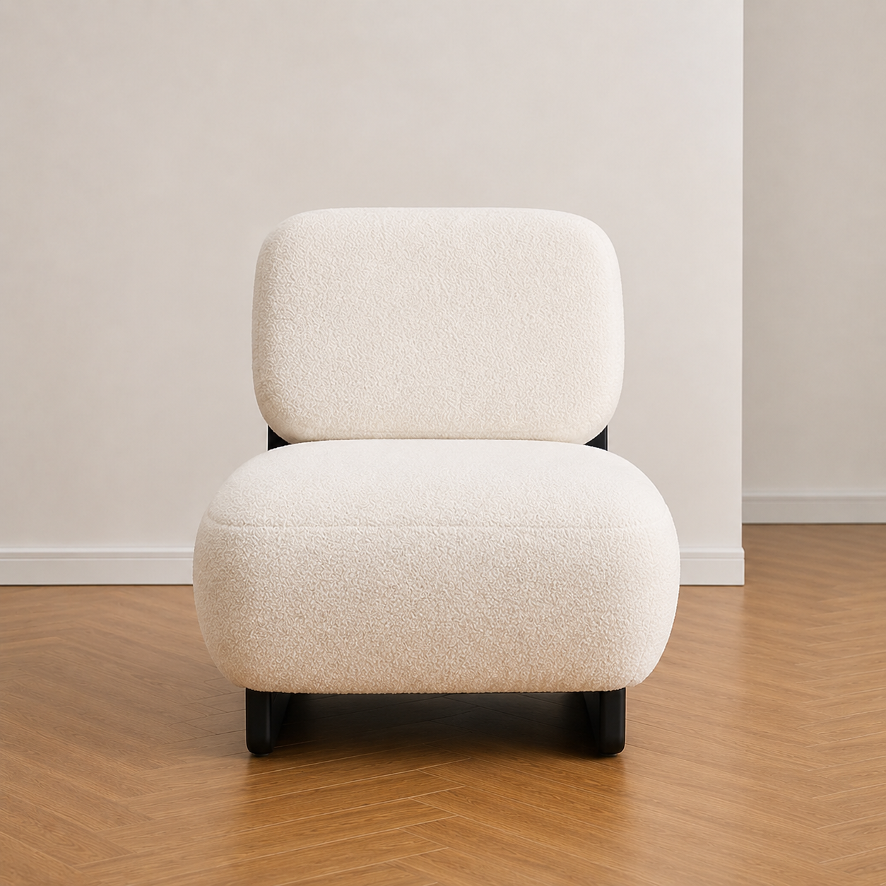 Sofa-Sessel aus Massivholz und Lammwolle