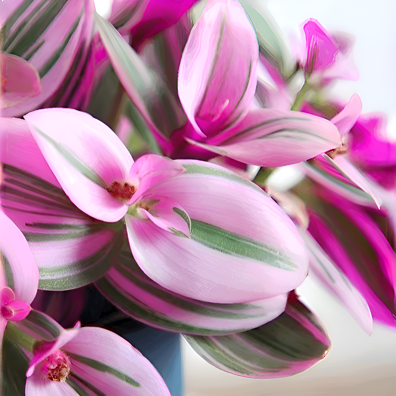 사계절 내내 푸른 보라색 잎 줄란 관엽식물