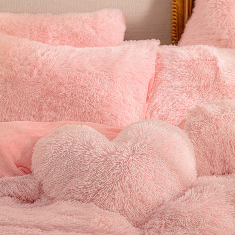 겨울철 보온 밍크 벨벳 침대 4종 세트 강화