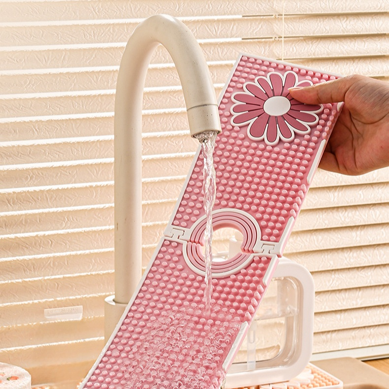 折りたたみ式シリコン蛇口用水切りマット