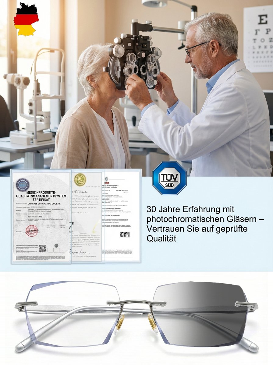 【 Kein Sehtest nötig】Jenaer Optik - Intelligente selbsttönende Lesebrille