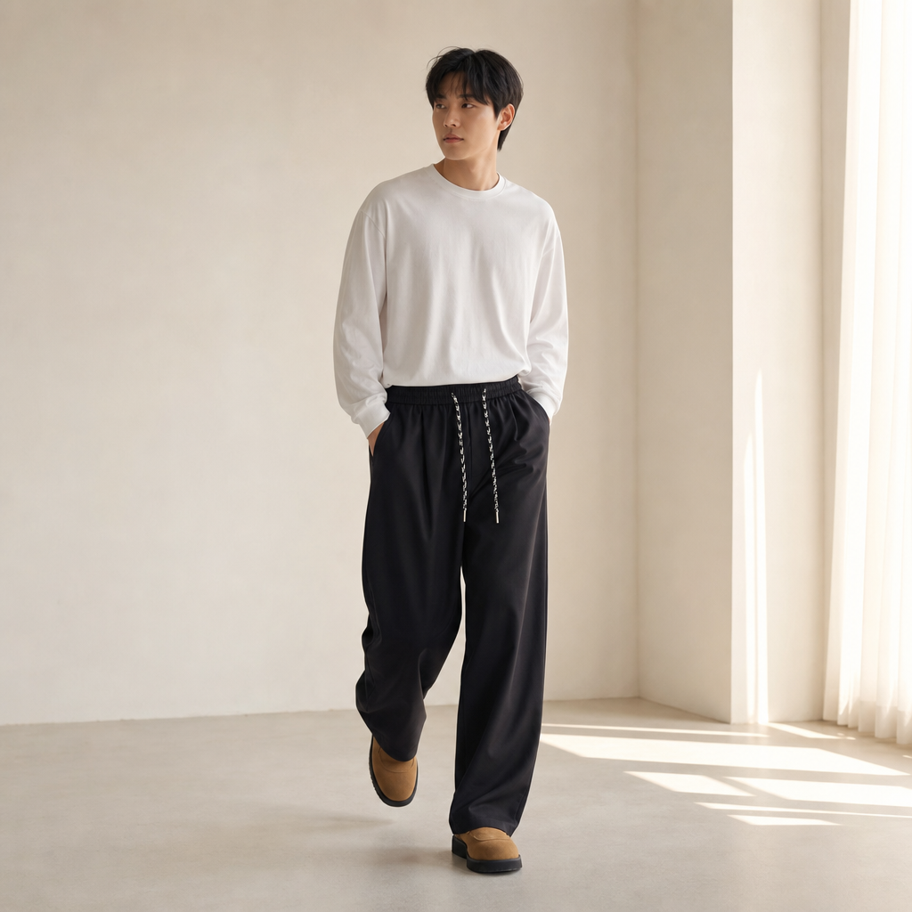 신상 남성 린넨 와이드 팬츠 캐주얼 스타일