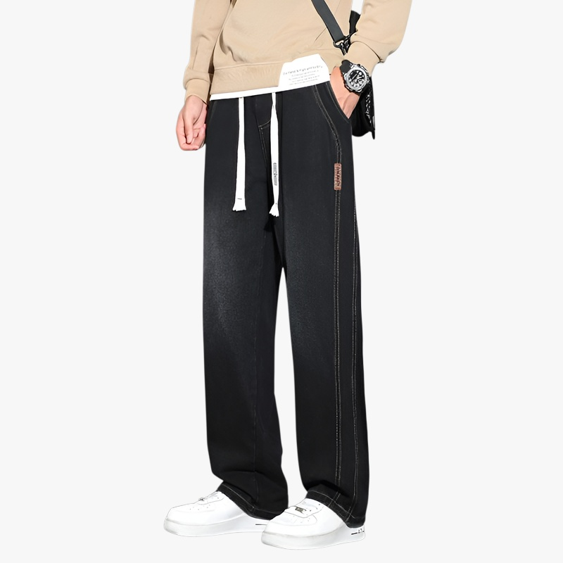 아메리칸 와이드 일자 청바지 봄 날씬해 보이는 와이드 청바지 캐주얼 노라인 청바지 남 와이드 일자 청바지