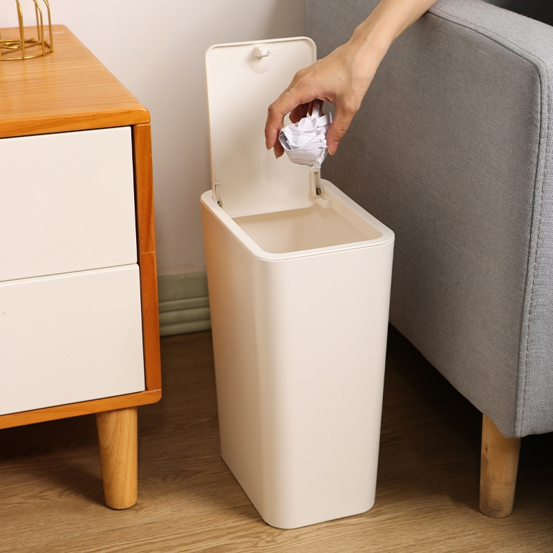 Poubelle à couvercle push pour dortoir et toilettes