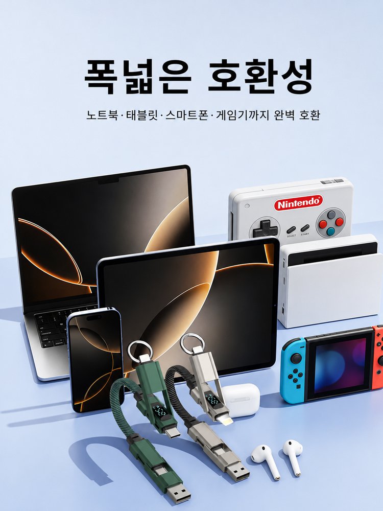 65W 키링 고속 충전 데이터 케이블