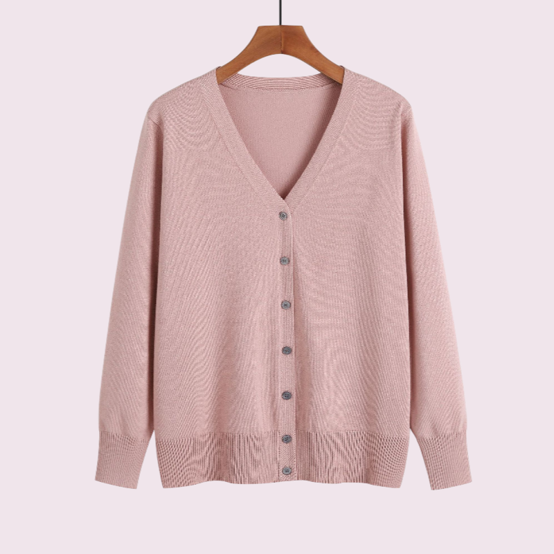 長袖ニットカーディガン、無地、シンプルでエレガント、レディースセーターの上に重ね着するのに最適です。