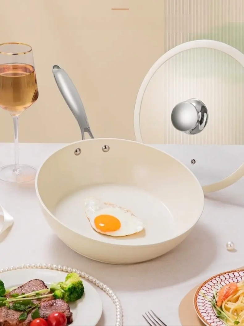 Wok chinois sans revêtement céramique en acier traditionnel