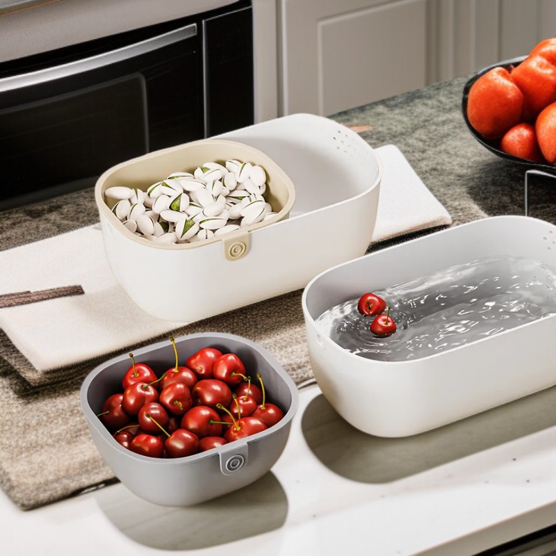 Kétszintes, vastagított, multifunkcionális gyümölcs- és snacktároló kosár