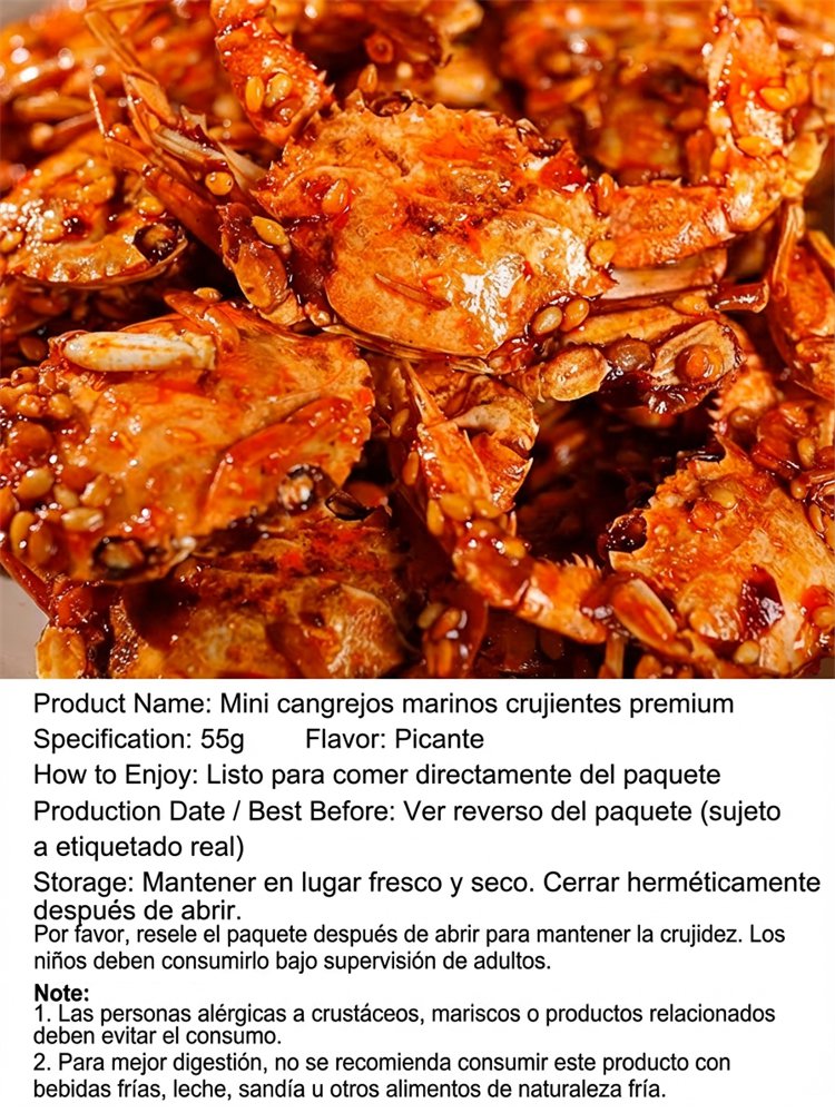 Botanas de Cangrejo de Mar Picante - Ricas en Proteína, Bajas en Sodio