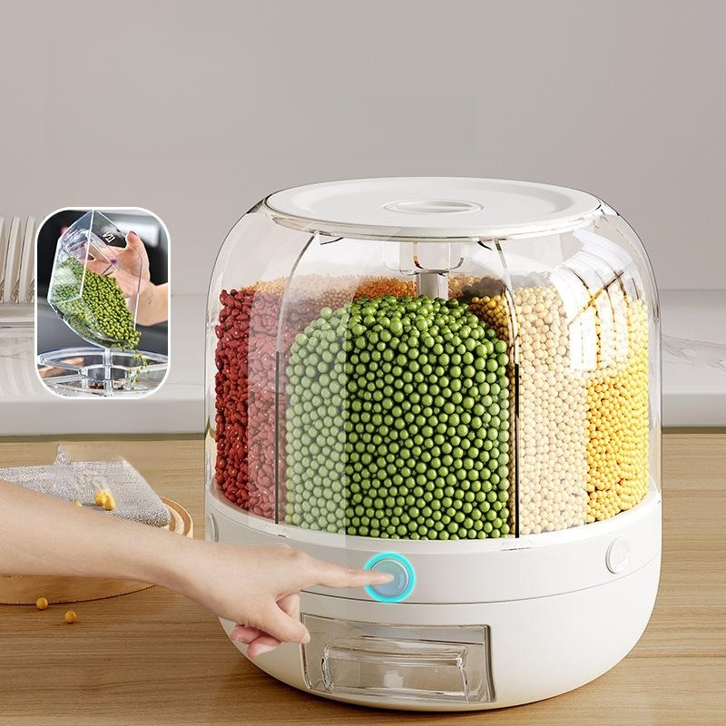 Rotatable Multi-Grain Rice Barrel, Pest-Proof and Sealed Rice Storage Container