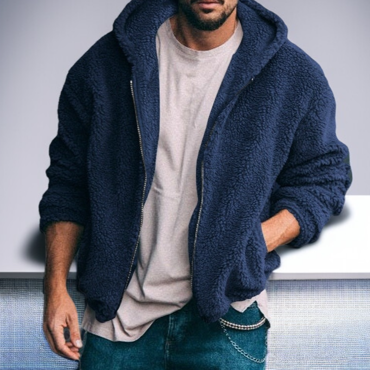 남성 후드 지퍼 모직 코트