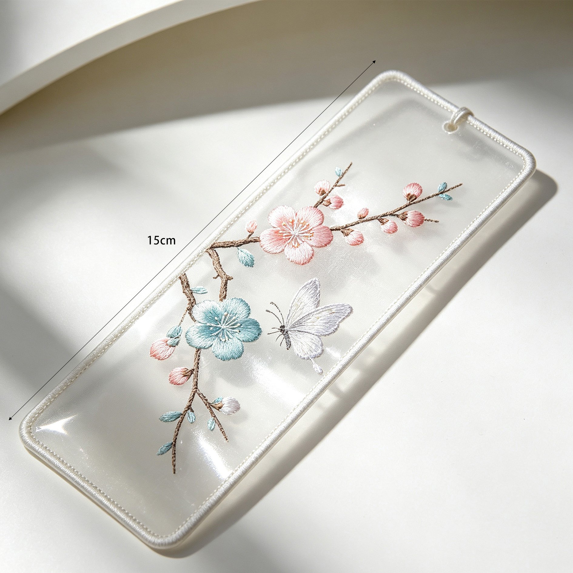 Traditional Suzhou embroidery bookmark with detailed patterns