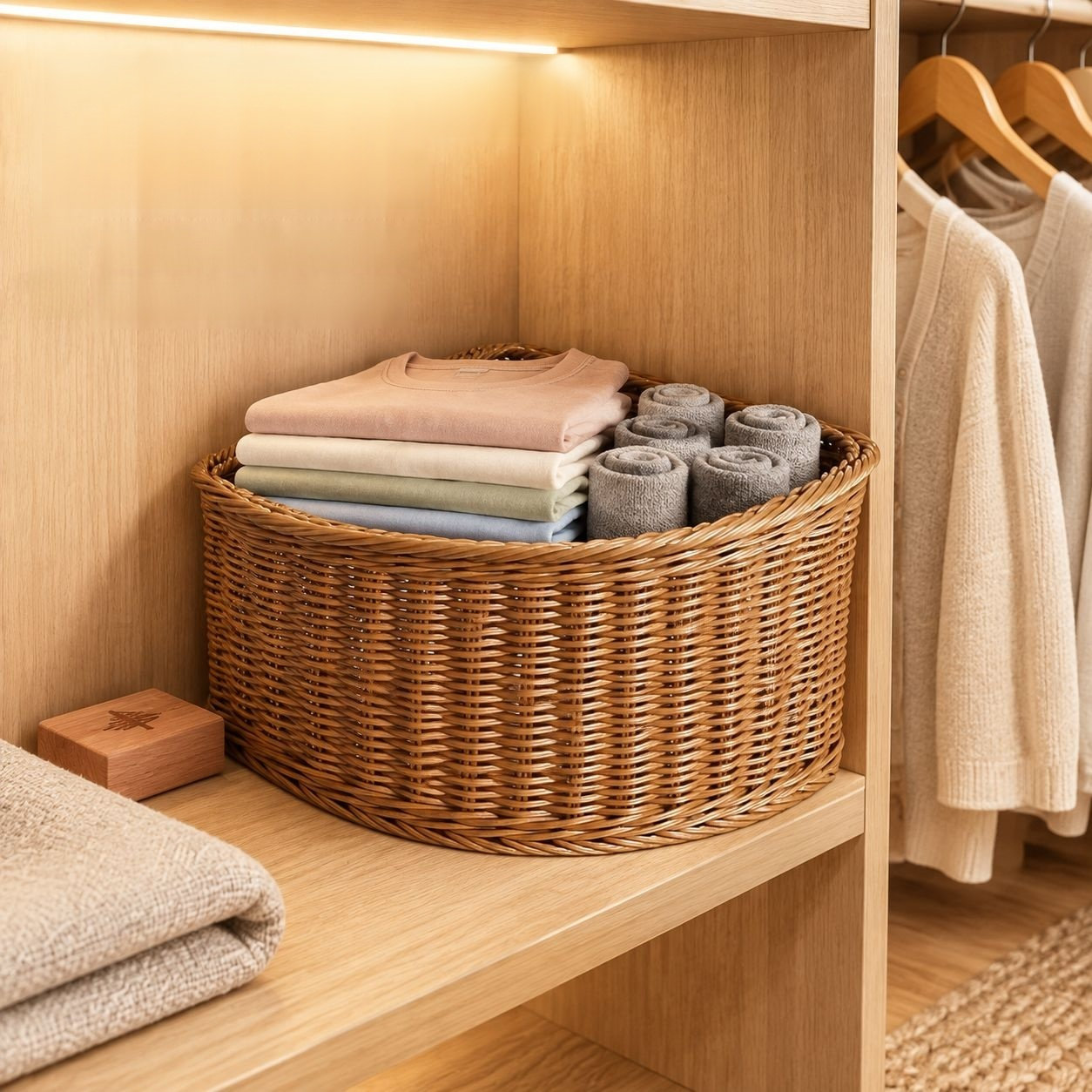 Corner Storage Basket for Shelves and Cabinets