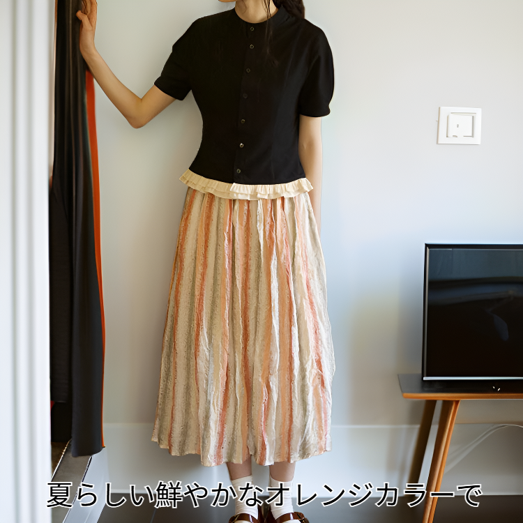 夏のオリジナルデザインオレンジワンピース