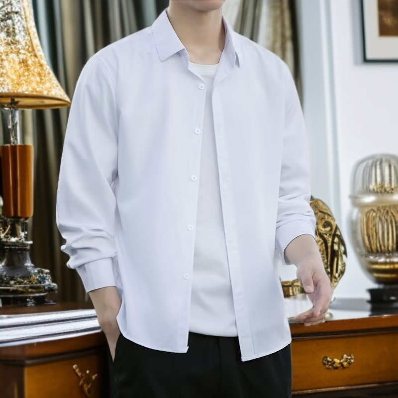 男士長袖純色襯衫外套