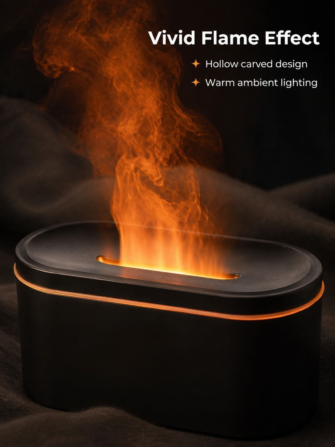 USB Desktop Humidifier with flame effect creating a relaxing ambiance