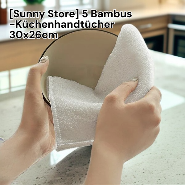 Nachhaltige Bambus-Küchenhandtücher waschbar, 30x26cm, 5 Stück