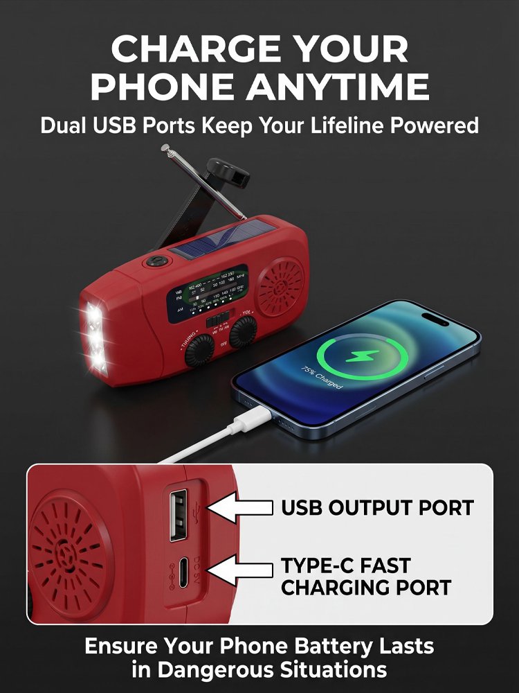 Multifunctional Hand-Cranked Emergency Lighting Radio
