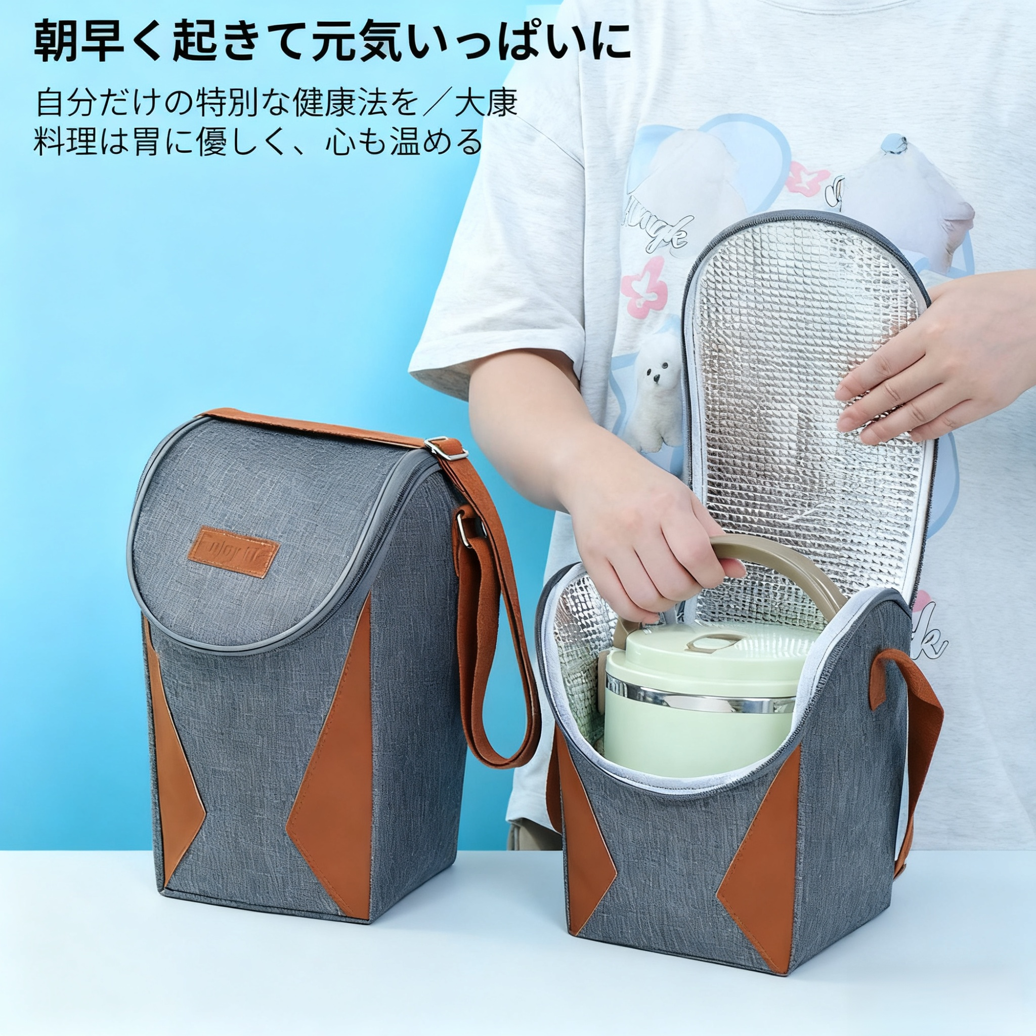 多機能ランチバッグ アルミホイル内蔵 保温ハンドバッグ